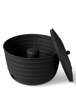 Matte Black Ribbed Hose Pot With Lid -Garden Tools Shop 8611991 5868 tif