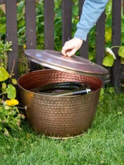 Hammered Copper Hose Pot With Lid 12 Hammered Copper Hose Pot With Lid -Garden Tools Shop 8613311 0010